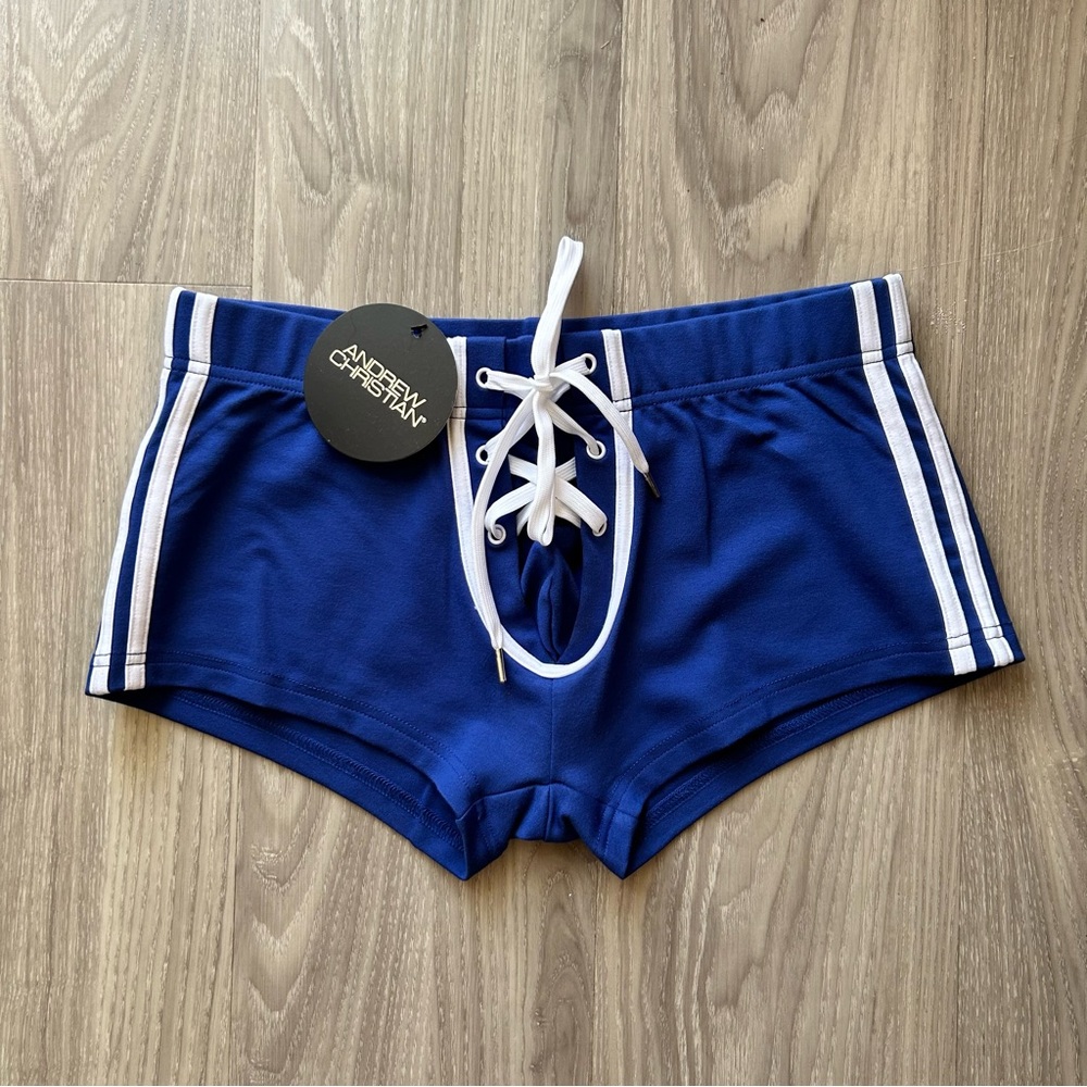 Andrew Christian | 3" Stretch Football Shorts in Royal Blue (Small)